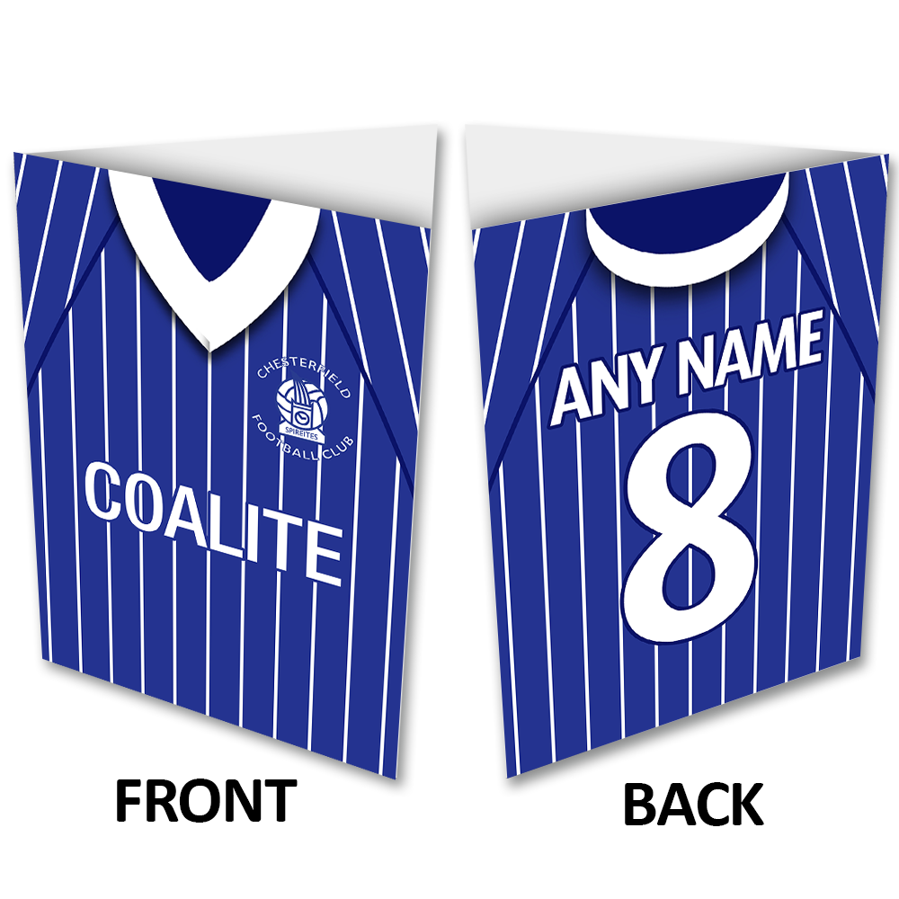 Personalised Greeting Card Chesterfield FC Retro Kit Home 1984 Name & Number