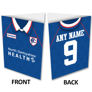 Personalised Greeting Card Chesterfield FC Retro Kit Home 1996 Name & Number